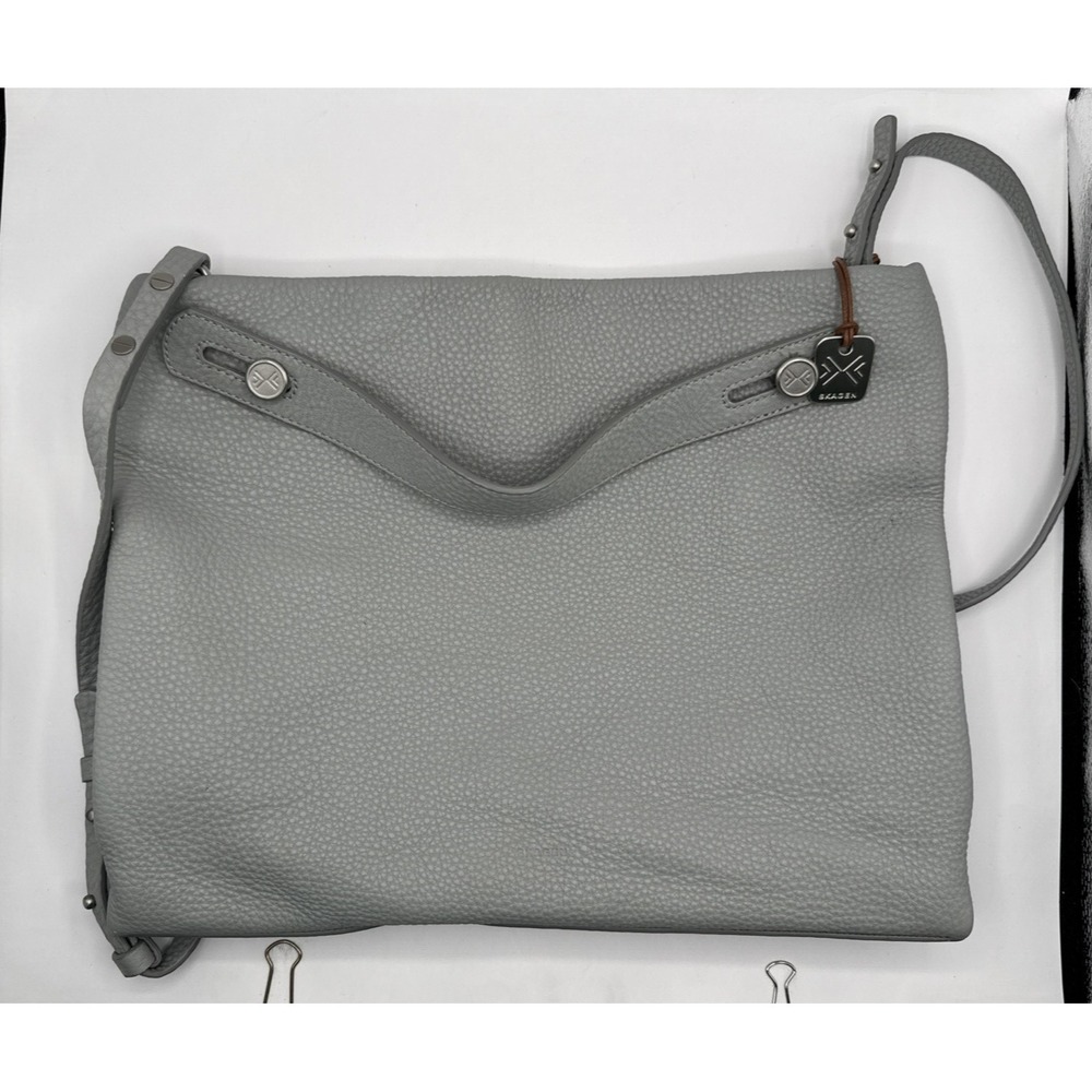 Skagen‎ Denmark Gray Leather Crossbody (with two Handles) Handbag Purse